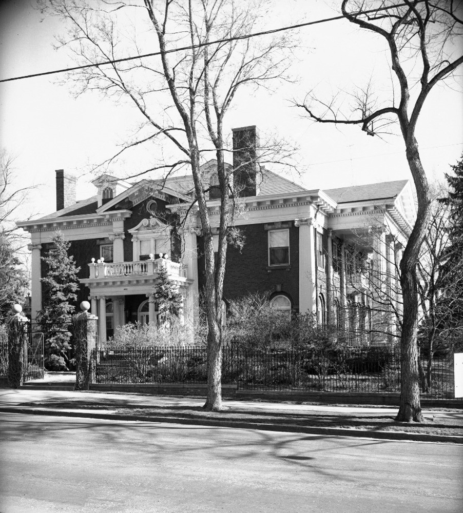 Governor's Residence view from across the street in black and white